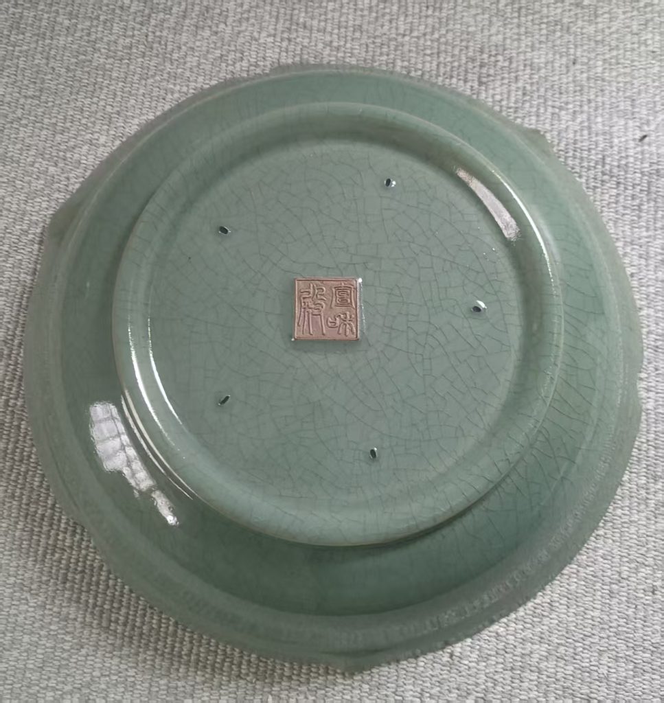 图片[2]-汝窑天清釉描金竹纹诗文花口洗-嘉城艺术交易平台