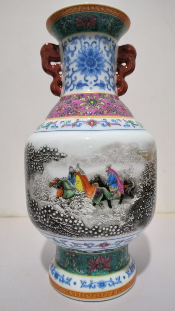 图片[1]-张松茂《三顾茅庐》双耳瓶-嘉城艺术交易平台