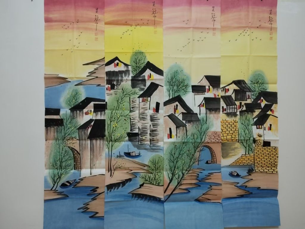 图片[1]-吴冠中《江南水乡》四条屏-嘉城艺术交易平台