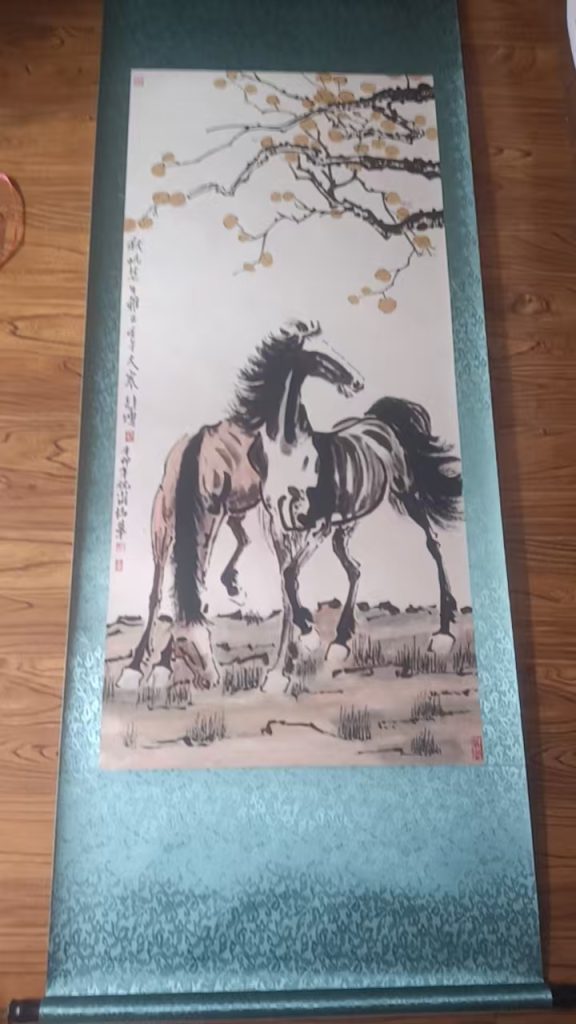 图片[1]-徐悲鸿《双彩骏马》-嘉城艺术交易平台