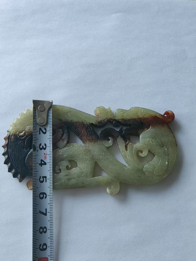 图片[3]-和田玉青玉《游丝毛雕双龙佩》-嘉城艺术交易平台