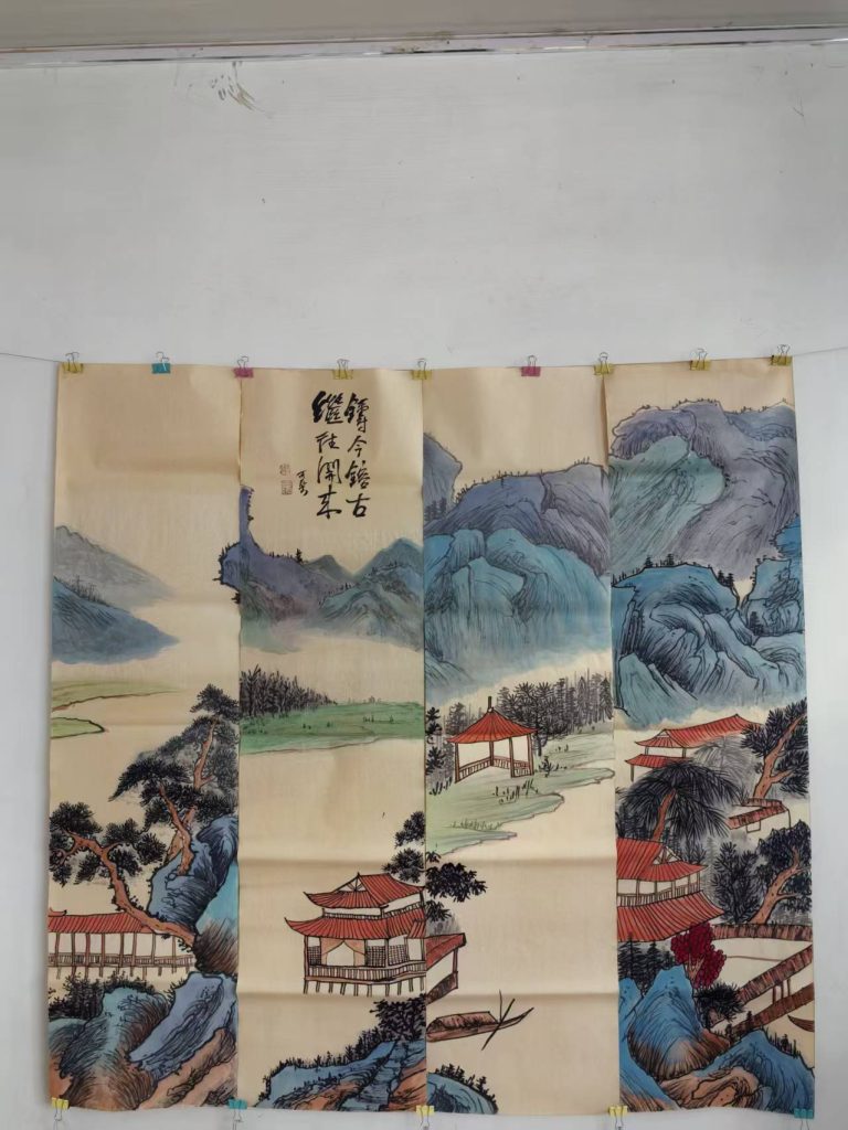 图片[3]-张大千《蜀山行旅图》四条屏-嘉城艺术交易平台