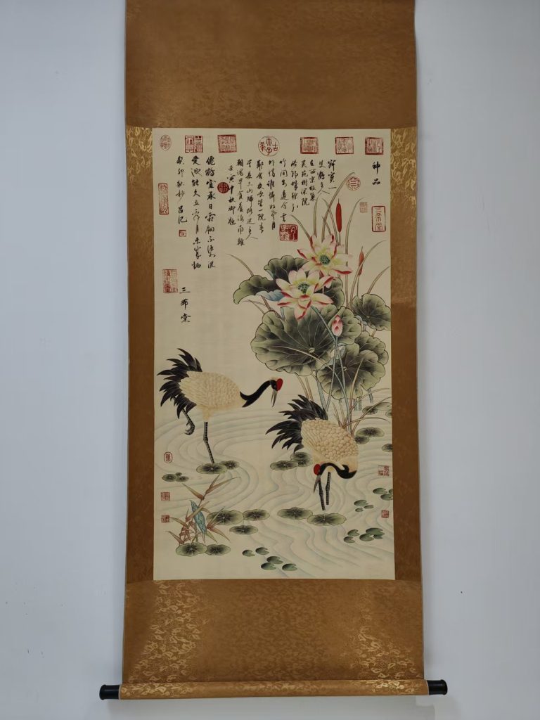 图片[1]-吕纪《荷花双鹤》-嘉城艺术交易平台