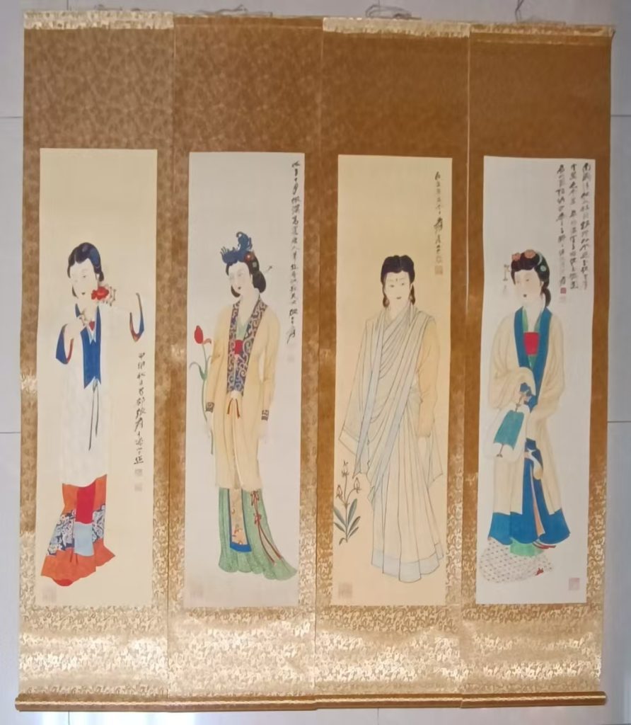 图片[1]-张大千《美女图》四条屏-嘉城艺术交易平台