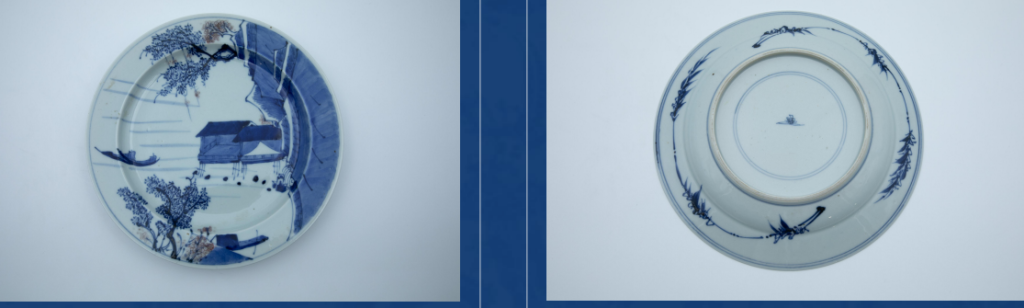 图片[1]-青花庭院山水纹盘-嘉城艺术交易平台