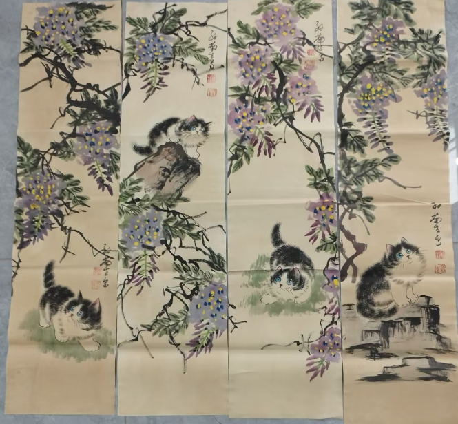 图片[3]-孙菊生《猫趣图》十二条屏-嘉城艺术交易平台