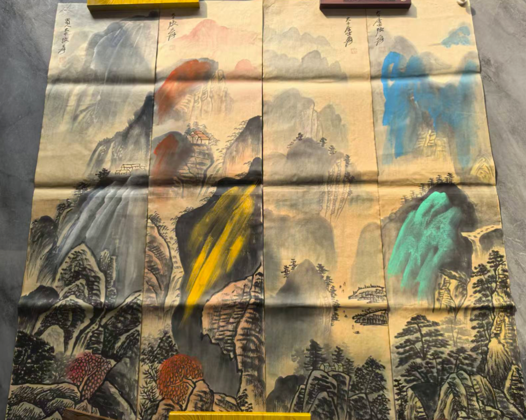 图片[1]-张大千《山水图》四条屏-嘉城艺术交易平台