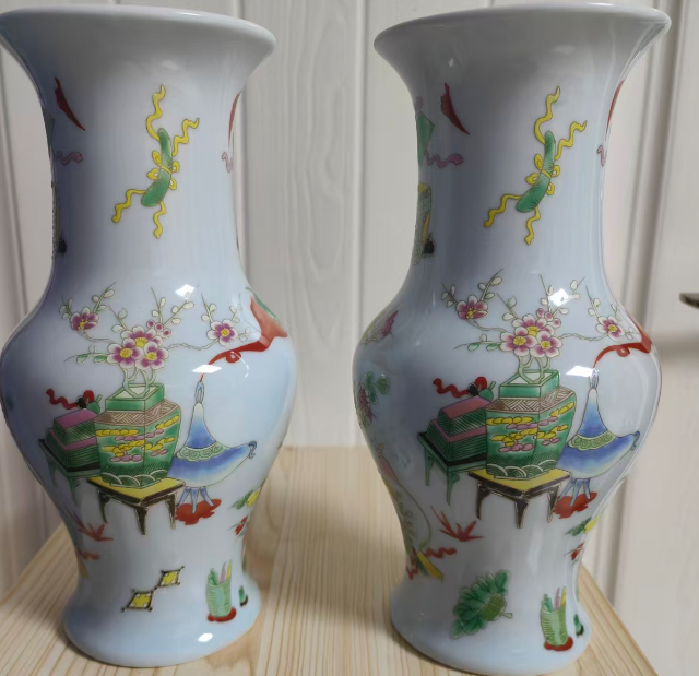 图片[1]-同治年制《粉彩梅花梅瓶》一对(带夜光)-嘉城艺术交易平台