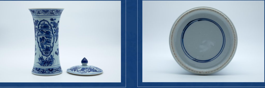 图片[2]-青花花卉束腰盖瓶-嘉城艺术交易平台