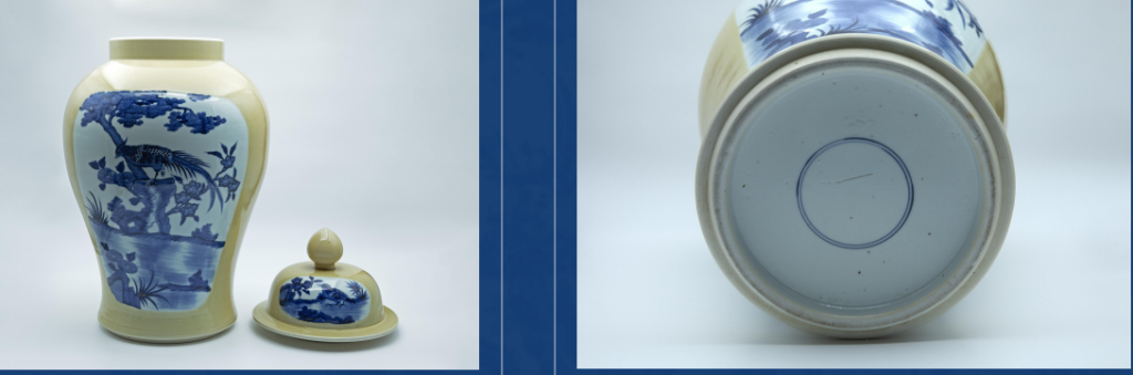 图片[1]-黄釉青花开窗将军罐-嘉城艺术交易平台