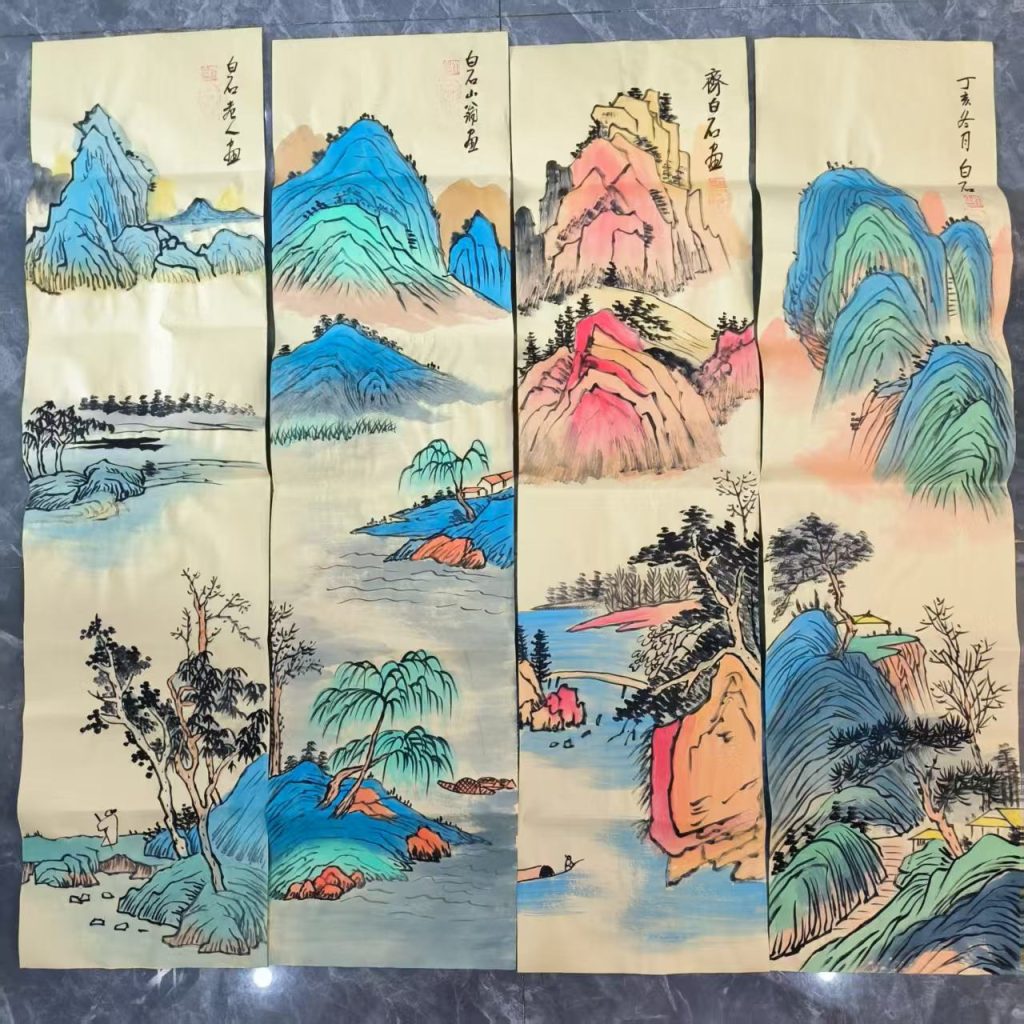 图片[2]-齐白石《山水图》八条屏-嘉城艺术交易平台