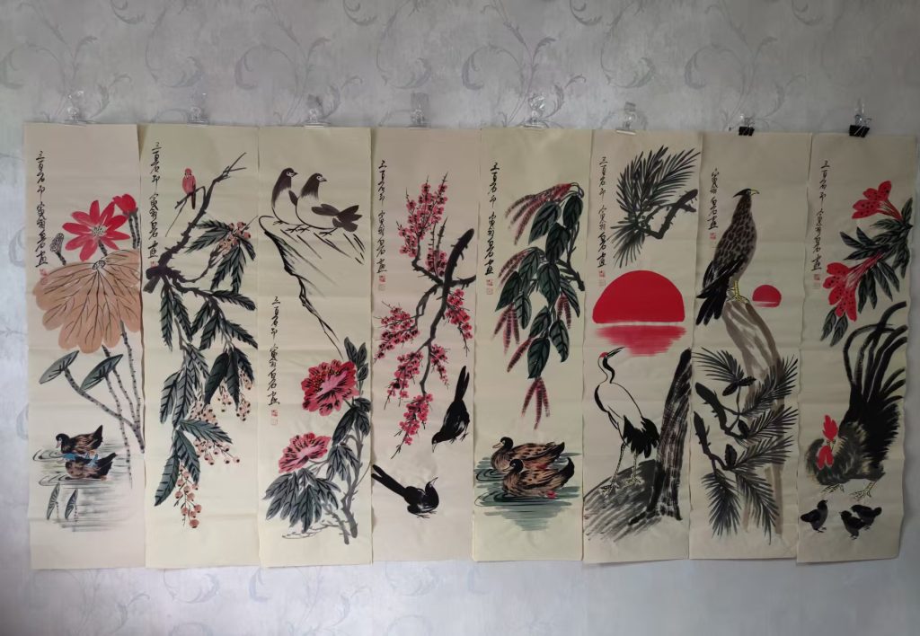 图片[1]-齐白石《花鸟图》八条屏-嘉城艺术交易平台