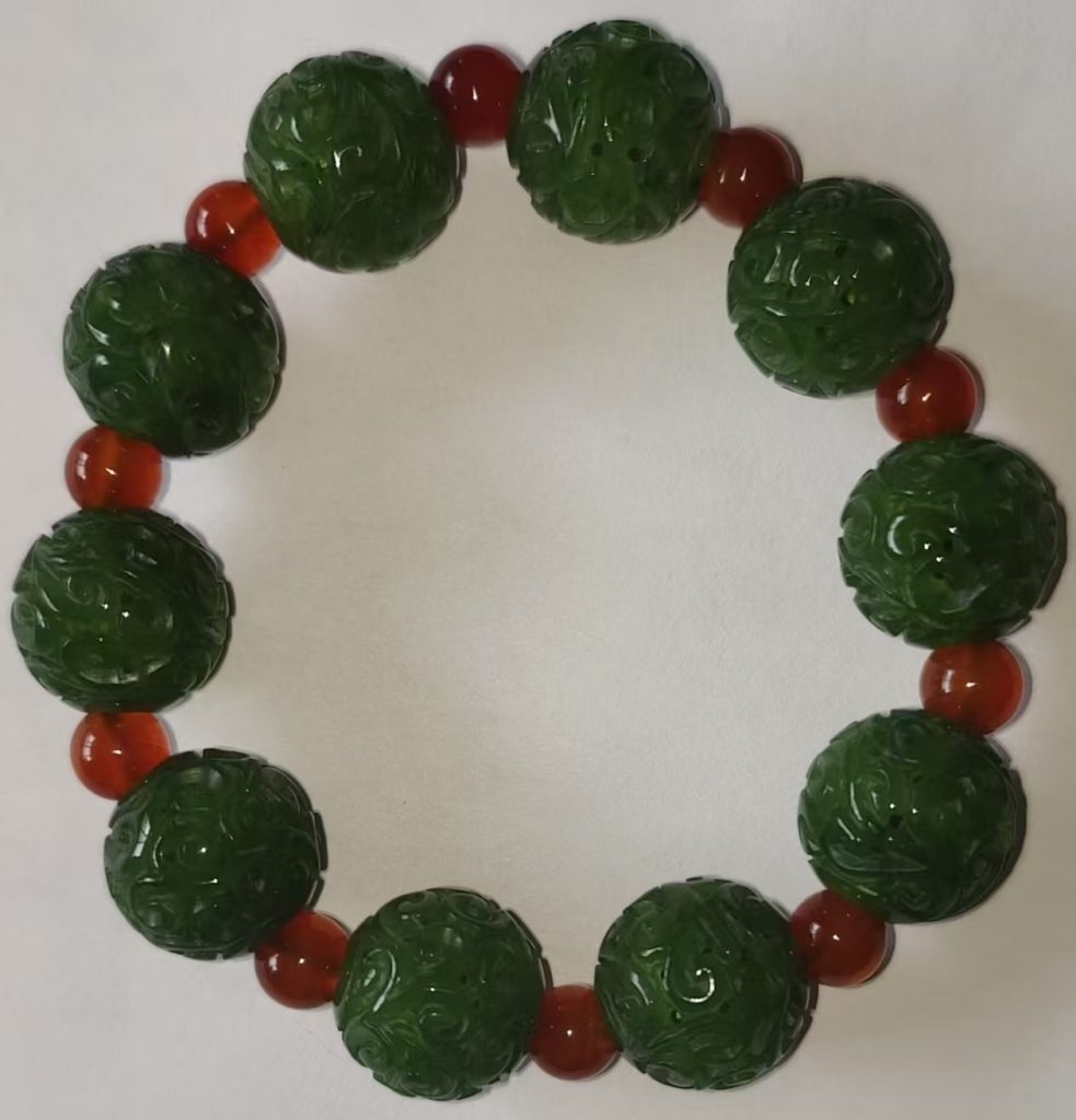 图片[1]-和田玉(碧玉)《花雕手串》-嘉城艺术交易平台