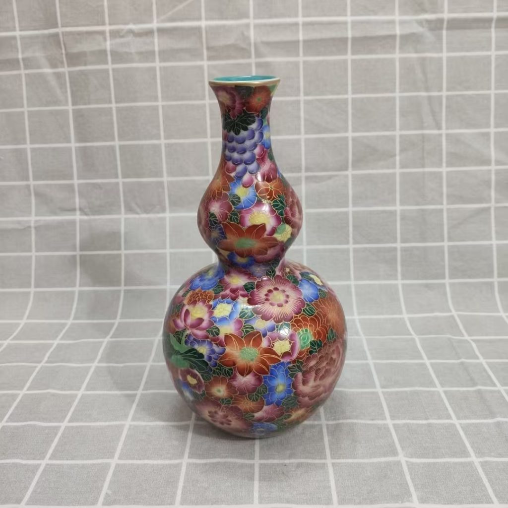 图片[1]-乾隆年制《粉彩描金万花葫芦瓶》-嘉城艺术交易平台