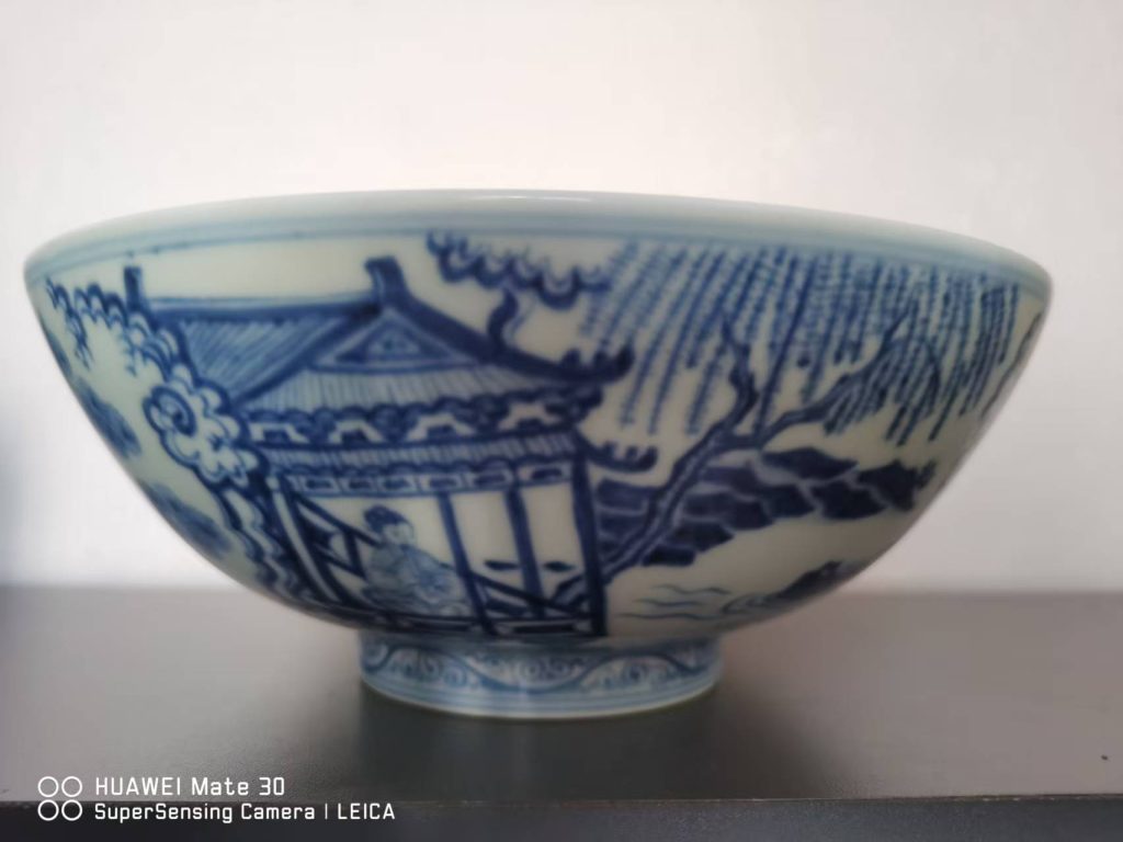 图片[1]-宣德年制《青花吹箫引凤碗》-嘉城艺术交易平台