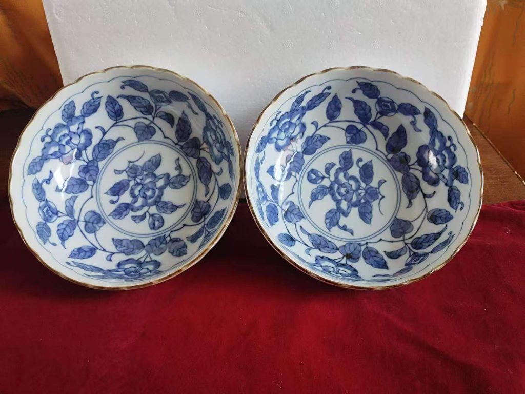 图片[1]-三峰窑《青花瓷碗》一对-嘉城艺术交易平台