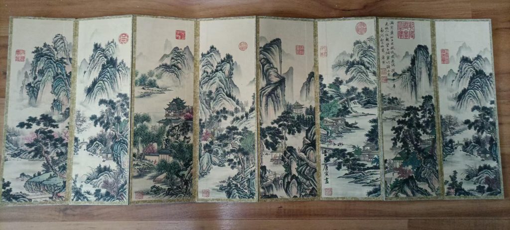 图片[1]-唐寅《山水图》八条屏-嘉城艺术交易平台