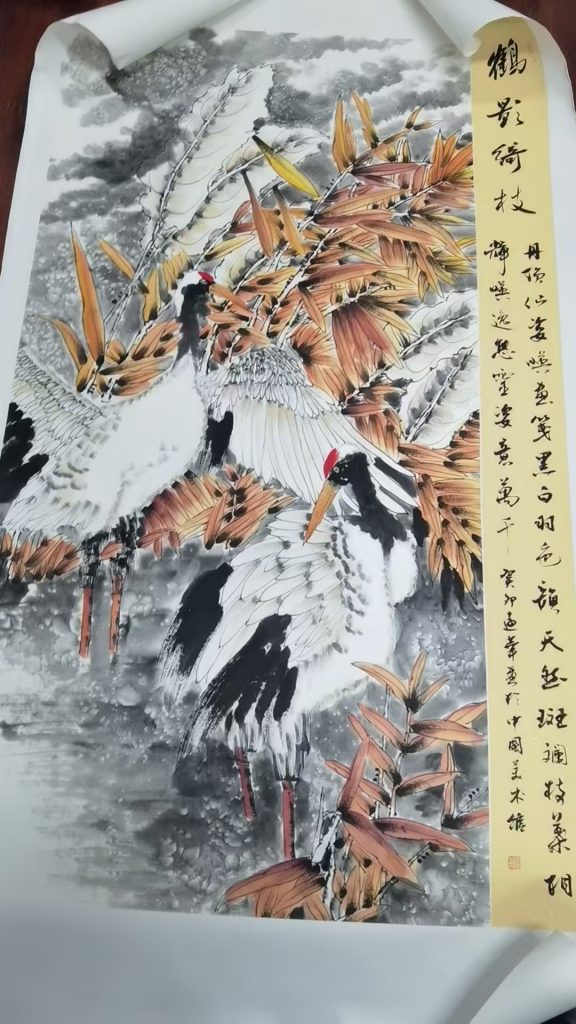 图片[1]-陆远华《鹤影绮枝》-嘉城艺术交易平台