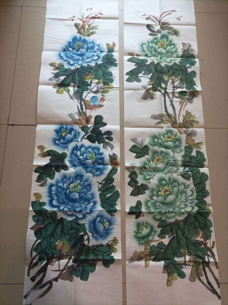 图片[1]-启功《花开富贵》四条屏-嘉城艺术交易平台