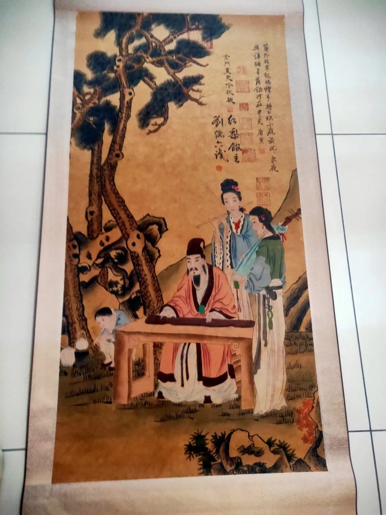 图片[1]-唐寅《抚琴仕女图》-嘉城艺术交易平台