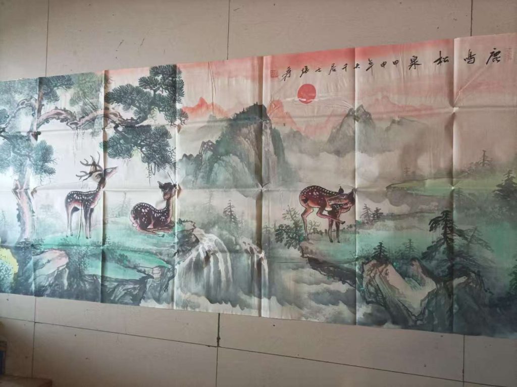 图片[1]-张大千《鹿鸣松泉》-嘉城艺术交易平台