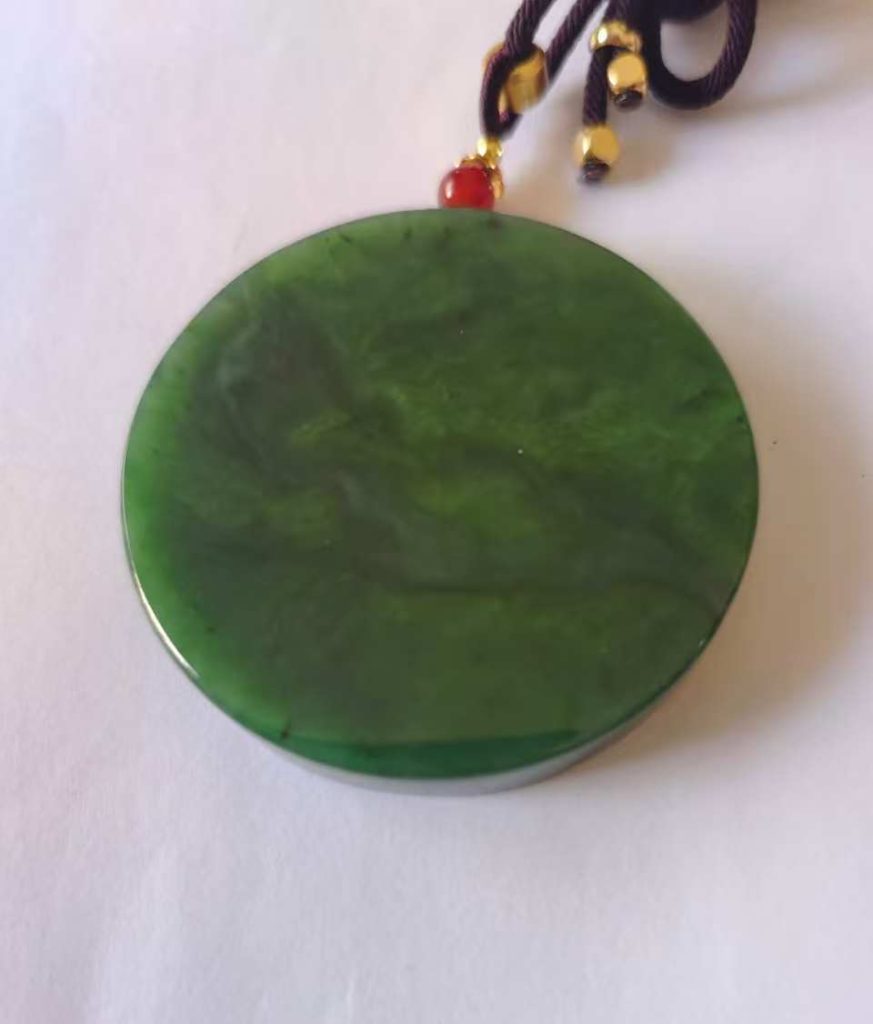 图片[2]-和田玉(碧玉）《平安无事圆牌》-嘉城艺术交易平台