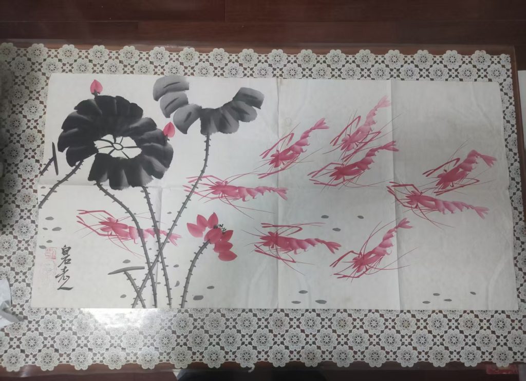 图片[1]-齐白石《荷塘虾趣图》-嘉城艺术交易平台