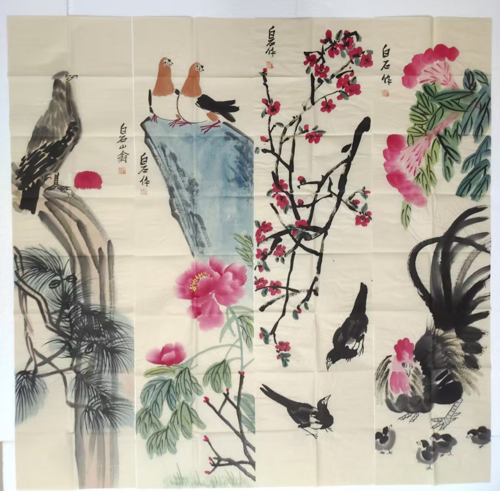 图片[1]-齐白石《花鸟图》八条屏-嘉城艺术交易平台