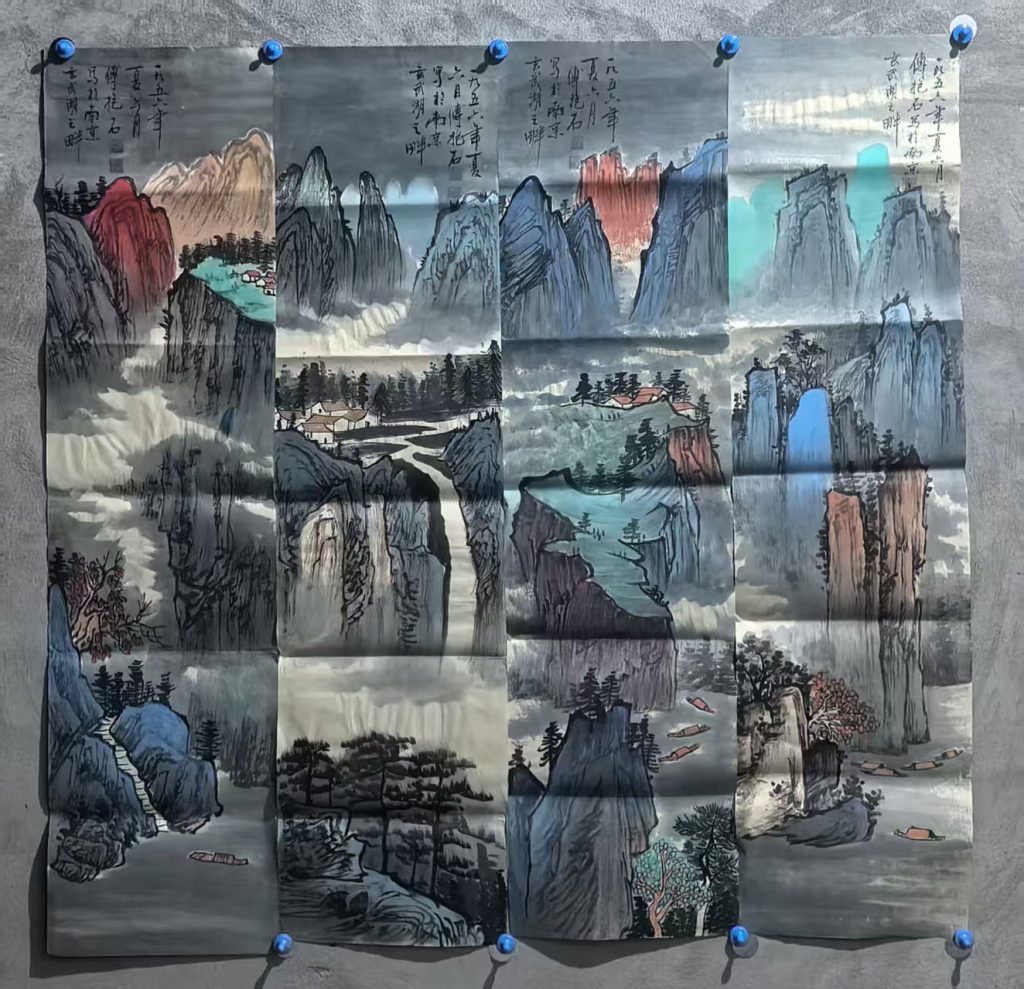 图片[1]-傅抱石《山水图》四条屏-嘉城艺术交易平台