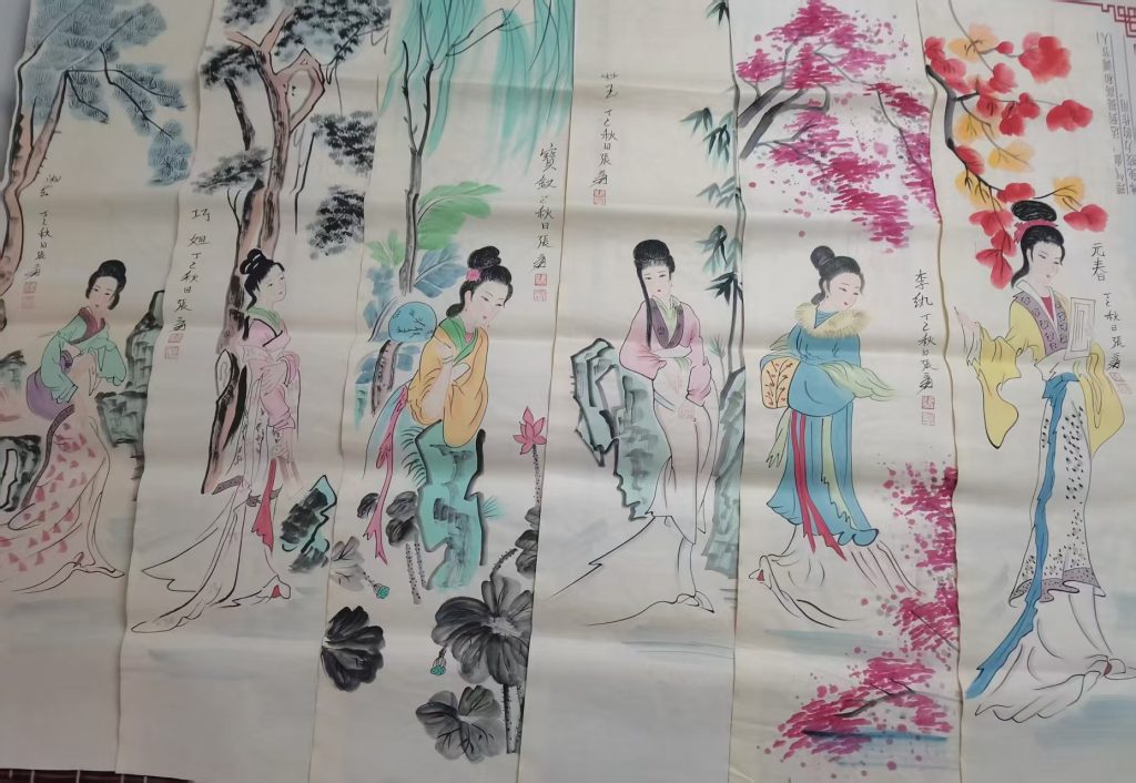 图片[1]-张大千《十二钗》十二条屏-嘉城艺术交易平台