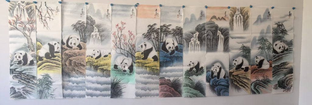 图片[1]-吴冠中《熊猫》十二条屏-嘉城艺术交易平台