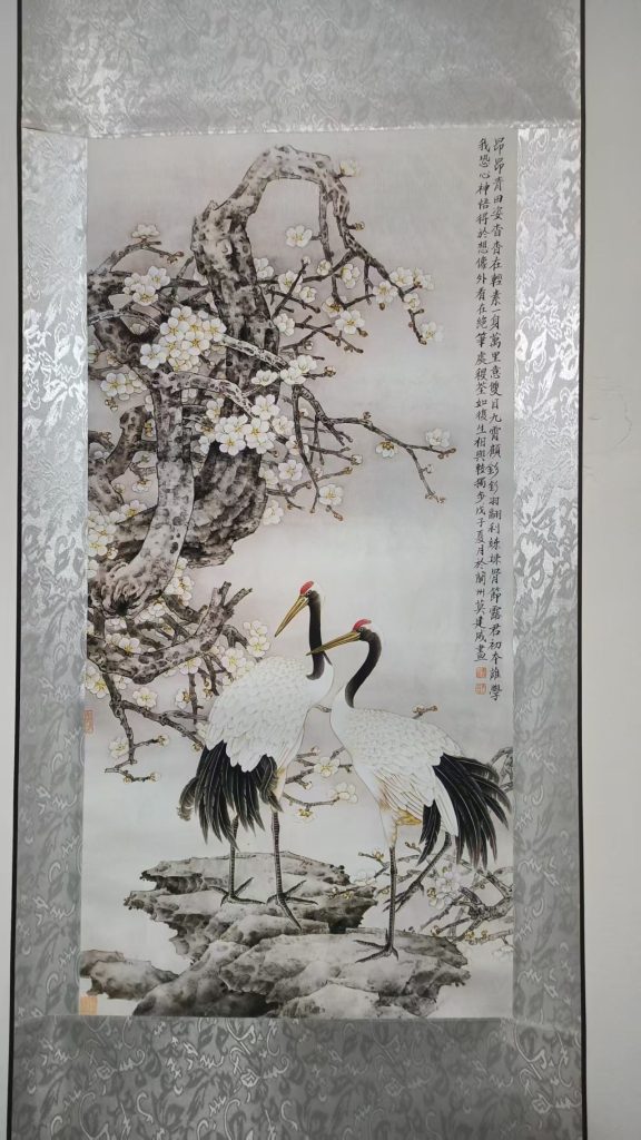 图片[1]-莫建成《梅鹤双寿图》-嘉城艺术交易平台