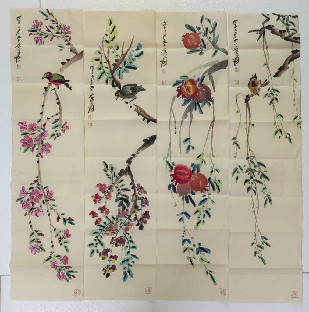 图片[1]-齐白石《花鸟图》四条屏-嘉城艺术交易平台