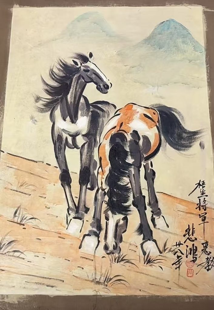 图片[1]-徐悲鸿《双骏图》-嘉城艺术交易平台