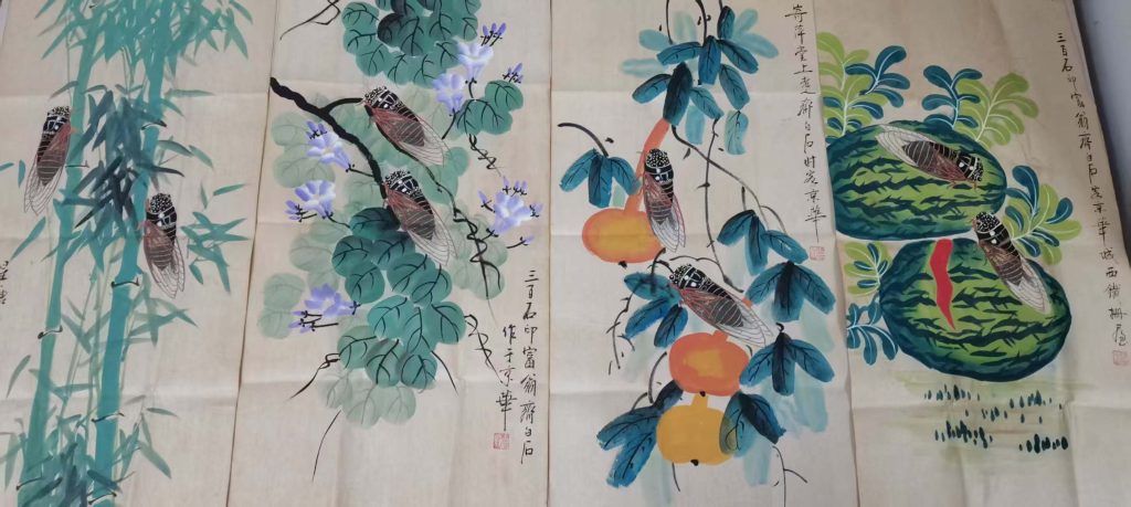 图片[1]-齐白石《花鸟图》四条屏-嘉城艺术交易平台