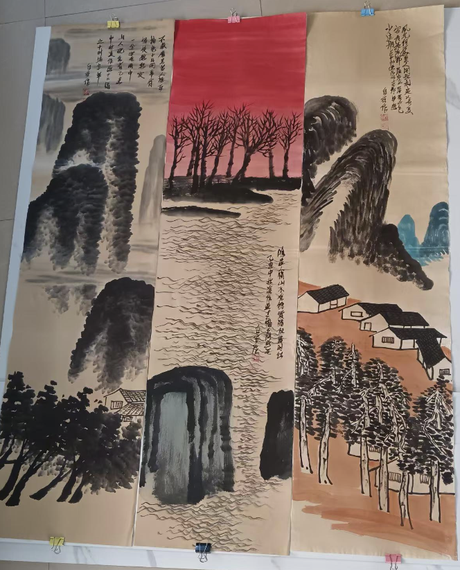 图片[1]-齐白石《山水图》十二条屏-嘉城艺术交易平台