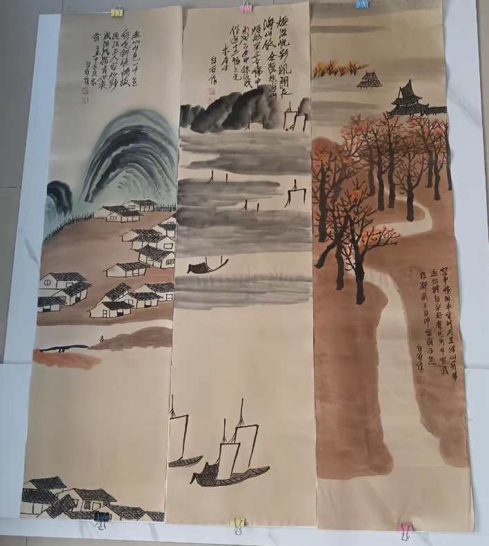 图片[3]-齐白石《山水图》十二条屏-嘉城艺术交易平台