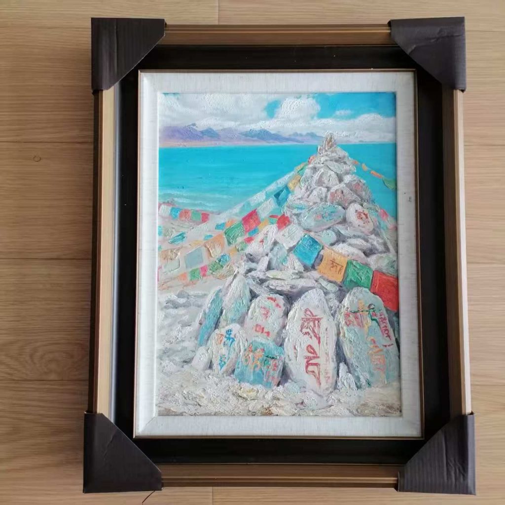 图片[1]-李知宝《风诵真言》（岩彩油画）-嘉城艺术交易平台