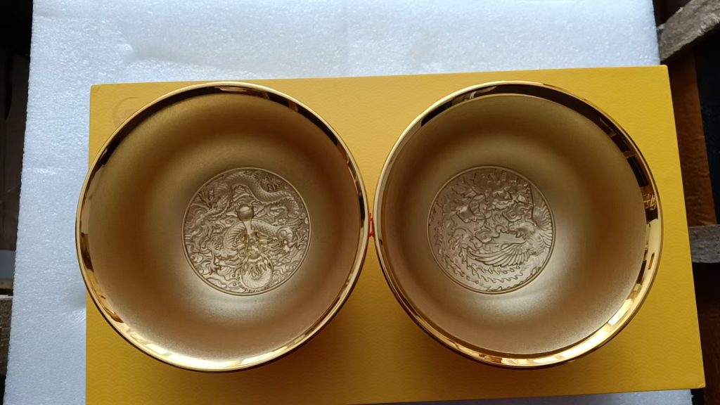 图片[1]-龙凤金碗（一对）-嘉城艺术交易平台