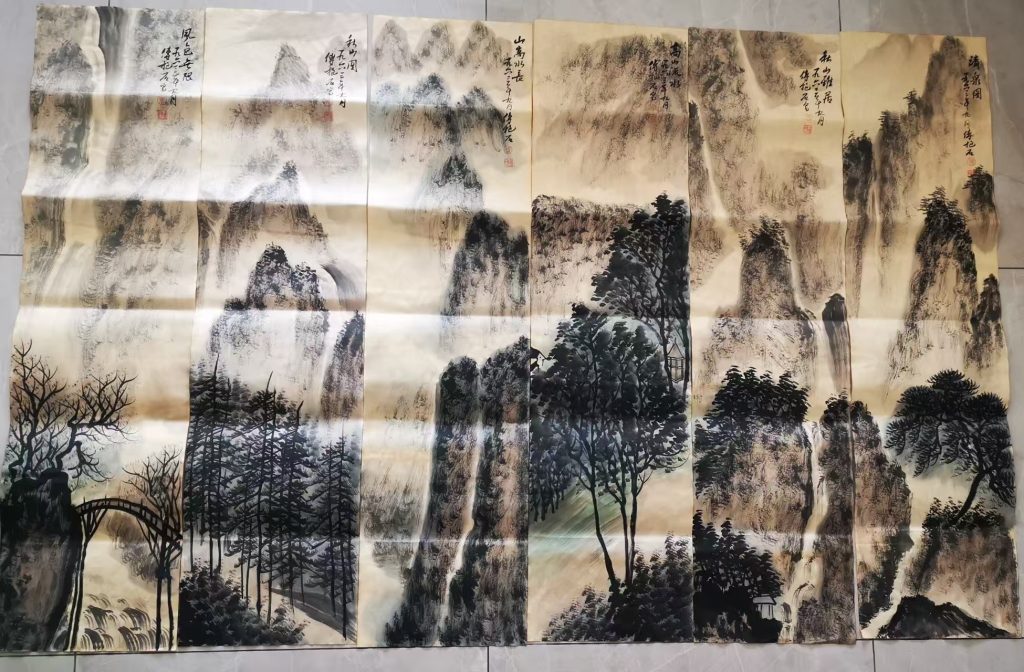 图片[2]-傅抱石《山水图》十二条屏-嘉城艺术交易平台