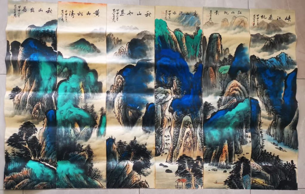 图片[1]-张大千《山水图》十二条屏-嘉城艺术交易平台