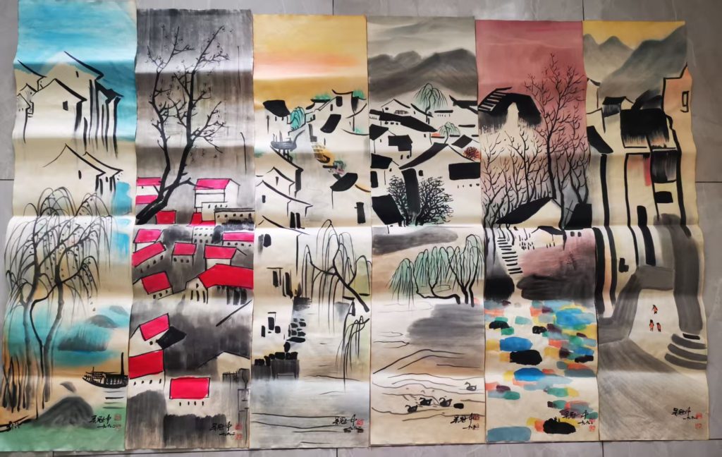 图片[2]-吴冠中《江南水乡》十二条屏-嘉城艺术交易平台