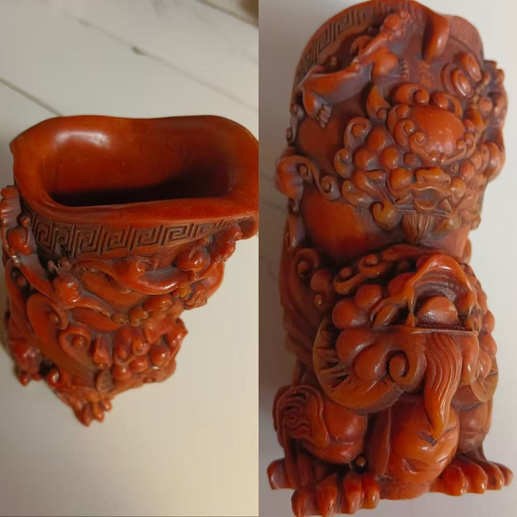 图片[1]-寿山田黄《貔貅瑞兽爵杯》-嘉城艺术交易平台